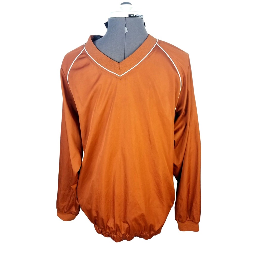 FootJoy Golf Pullover Windbreaker Jacket Men's Size  L, orange, Pit To Pit 26 In